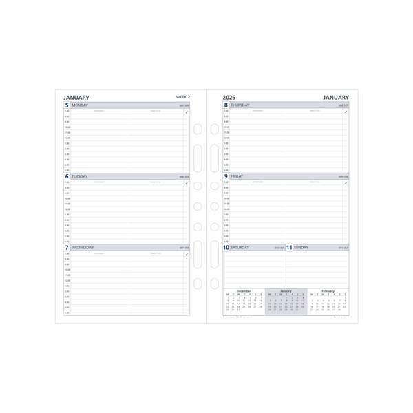 Day Planner Calendar Year 2026 Diary/Planner, Week to View - with Appointments, Desk Refill
