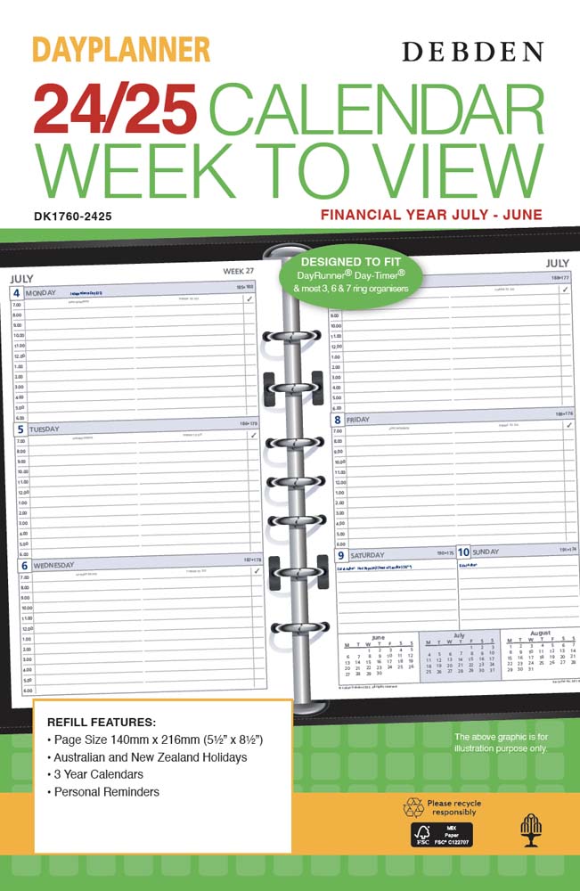 Dayplanner Desk WeektoView 20242025 Diary Refill with appointment
