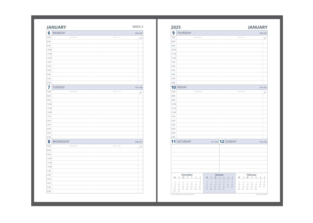 Dayplanner - Desk Week-to-View 2024-2025 Diary Refill with appointments