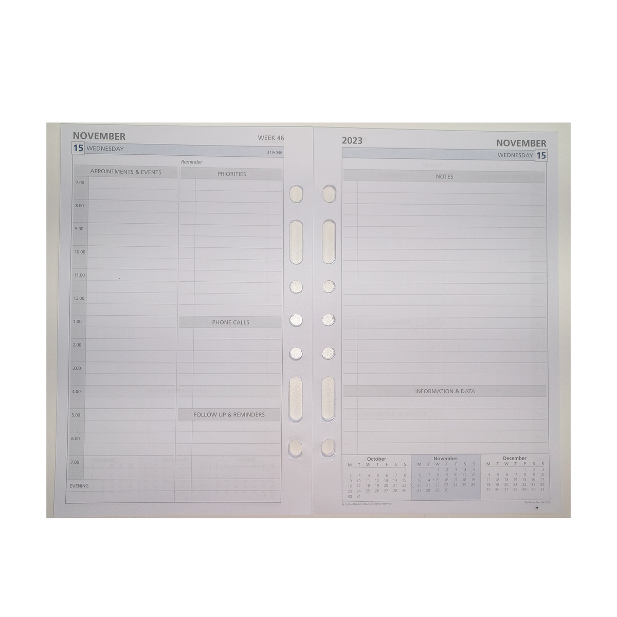 Debden Day Planner Refill 2024 2 Pages per Day (one year), Size Desk