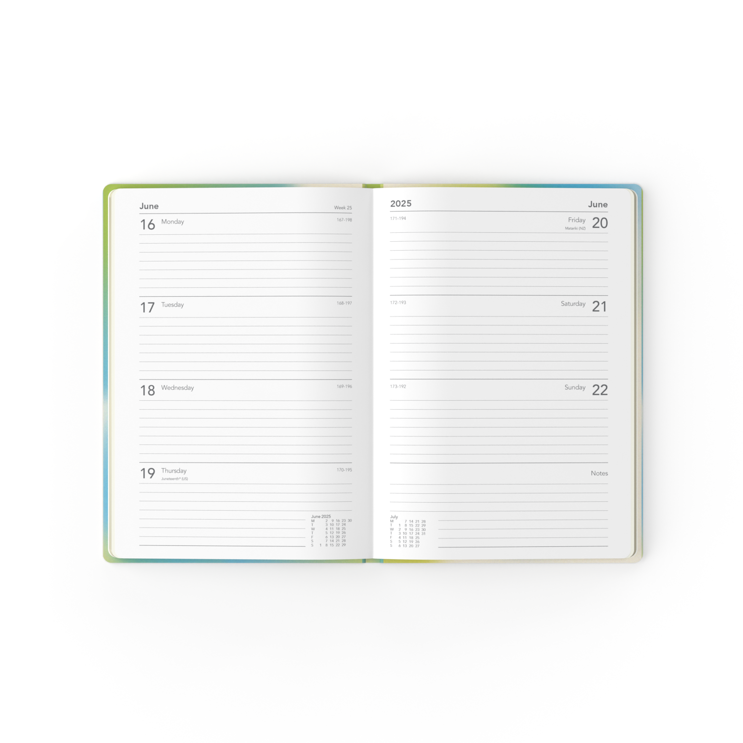 Collins Abstract Gradients 2025 Diary Planner - Week to View, Size A5 - Recycled - Blue