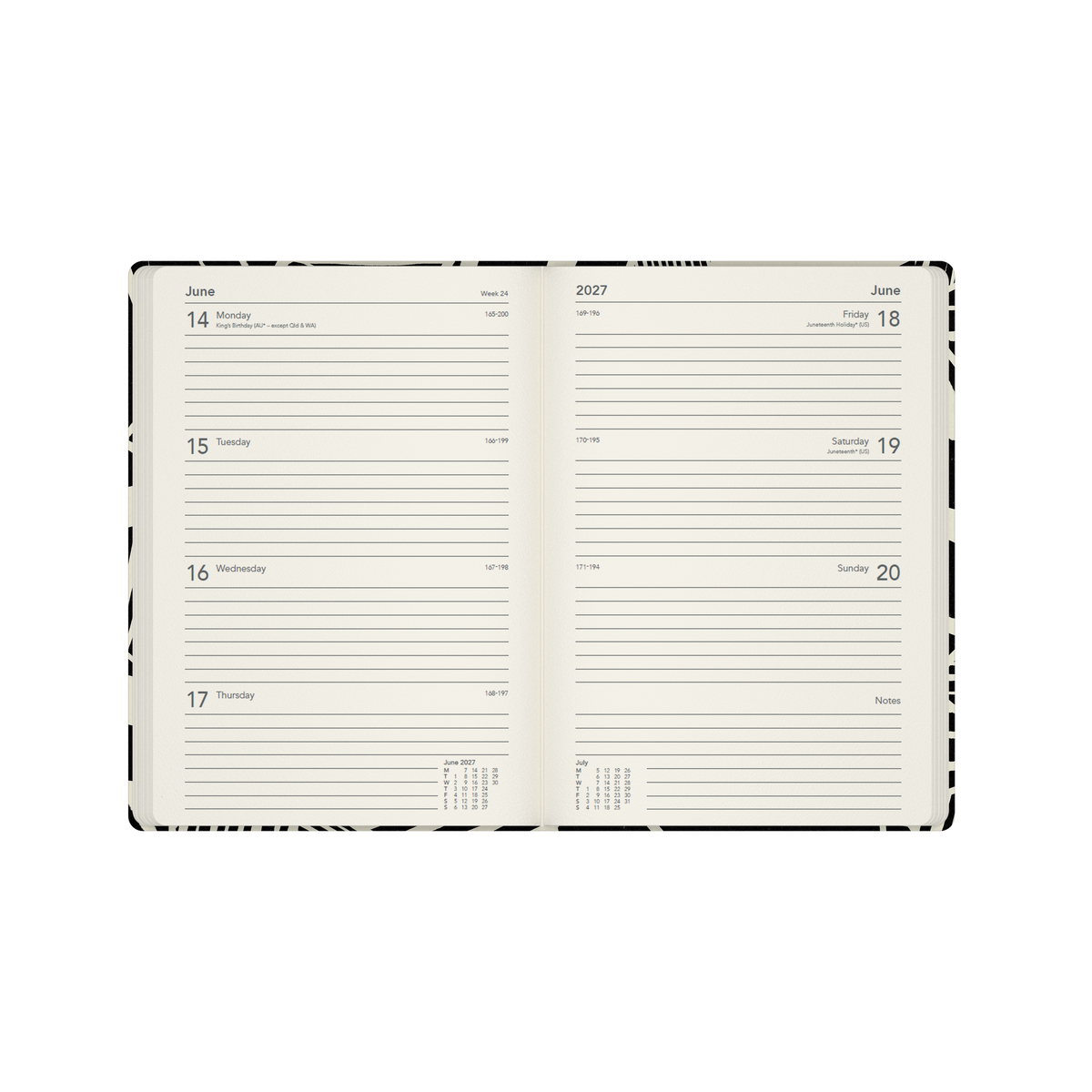 2027 Calendar Year Diary/Planner - 12 Month A5 Week to View - Hard Cover in Black - Collins Bold Mono Range