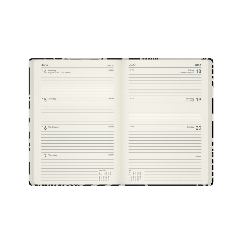 2027 Calendar Year Diary/Planner - 12 Month A5 Week to View - Hard Cover in White - Collins Bold Mono Range
