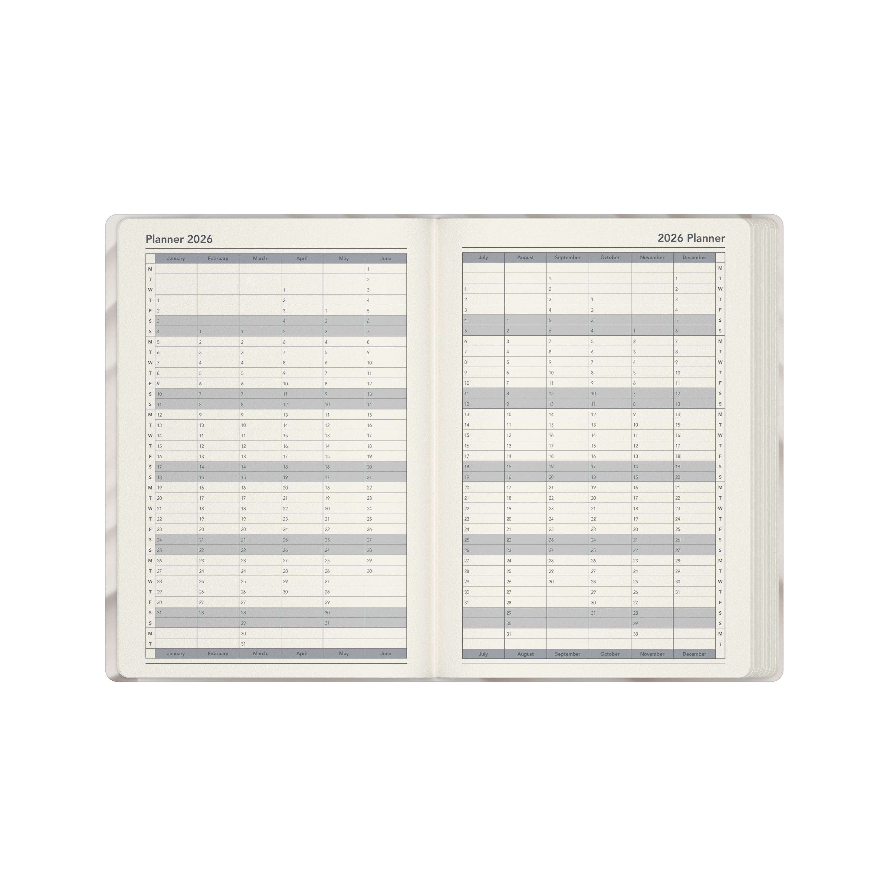 Dimensional Calendar Year 2026 Diary/Planner, Week to View, A5 Recycled Hard Cover - Striped