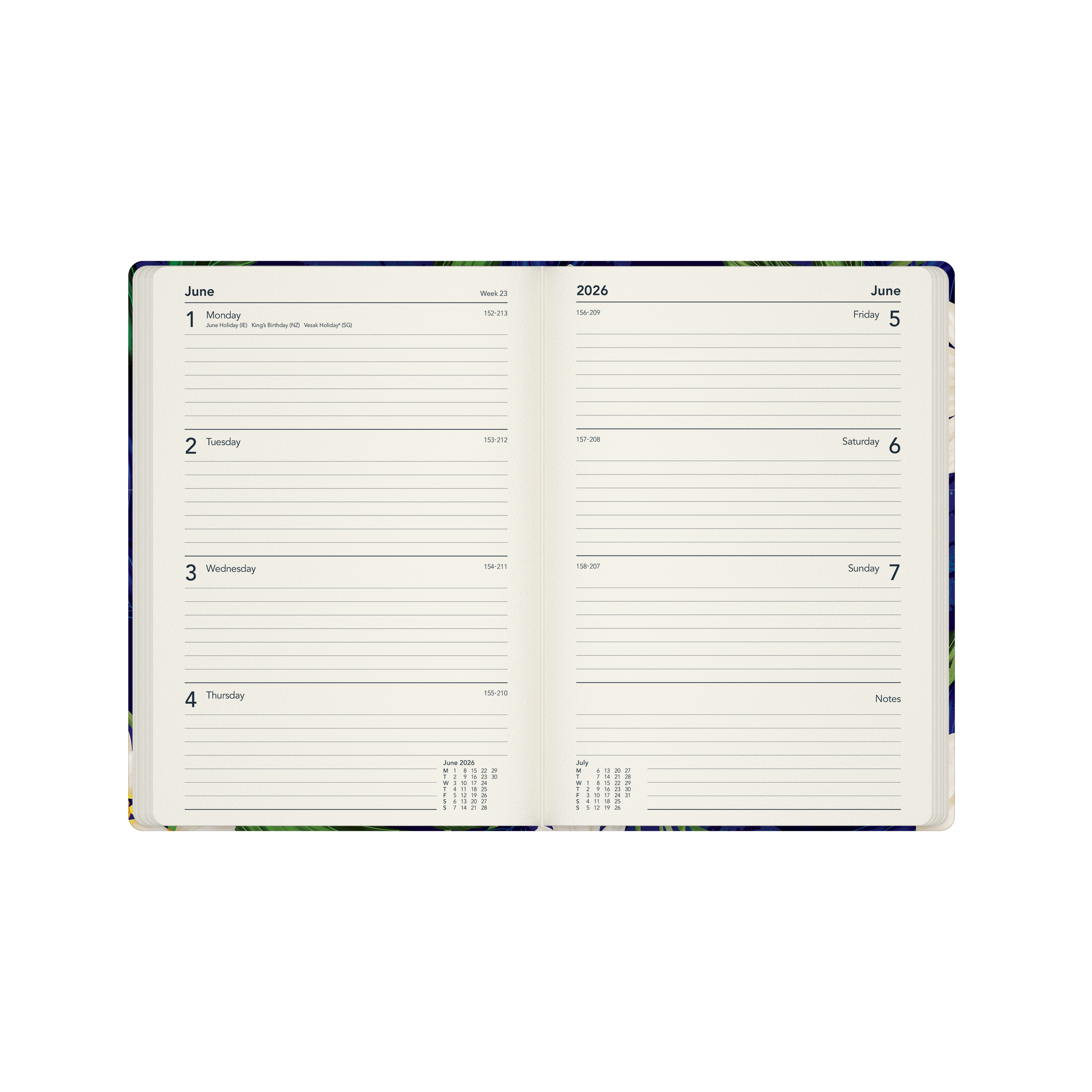 Down the Garden Path Calendar Year 2026 Diary/Planner, Week to View, A5 Recycled Hard Cover - Flower