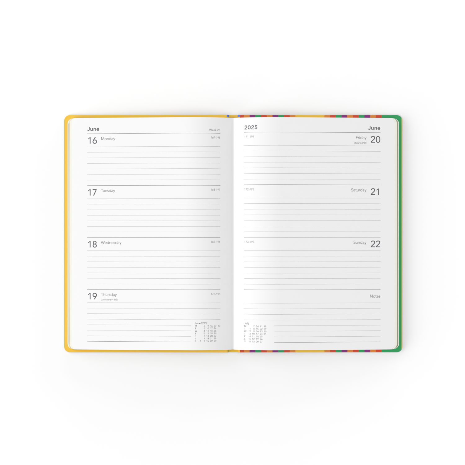 Collins Inspirational Type 2025 Diary Planner - Week to View, Size A5 - Recycled - Yellow