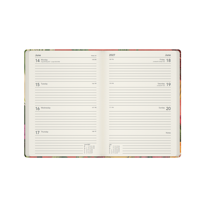 2027 Calendar Year Diary/Planner - 12 Month A5 Week to View - Hard Cover (Recycled) in Bird - Collins Modern Organic Range