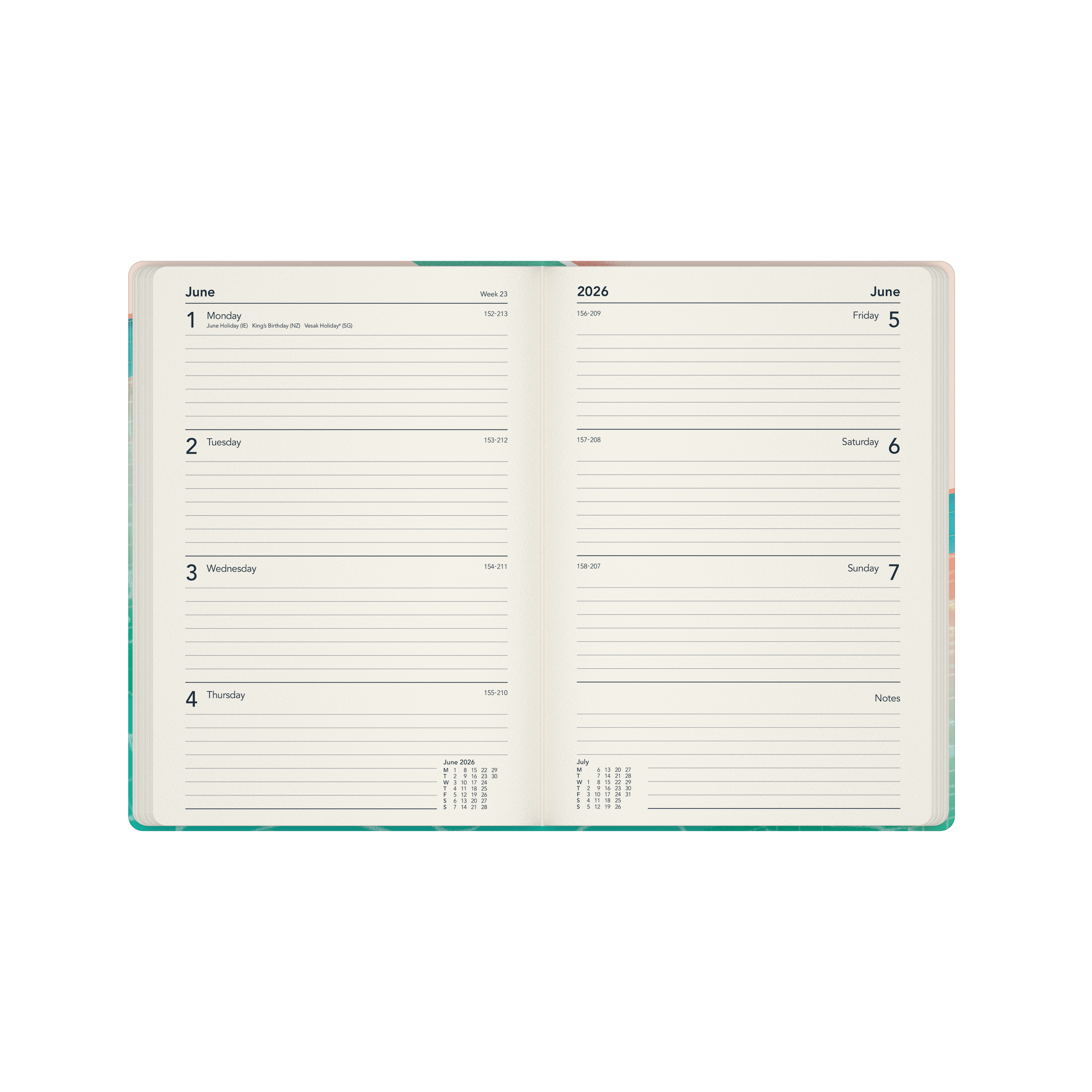 Submerge Calendar Year 2026 Diary/Planner, Week to View, A5 Recycled Hard Cover - Green