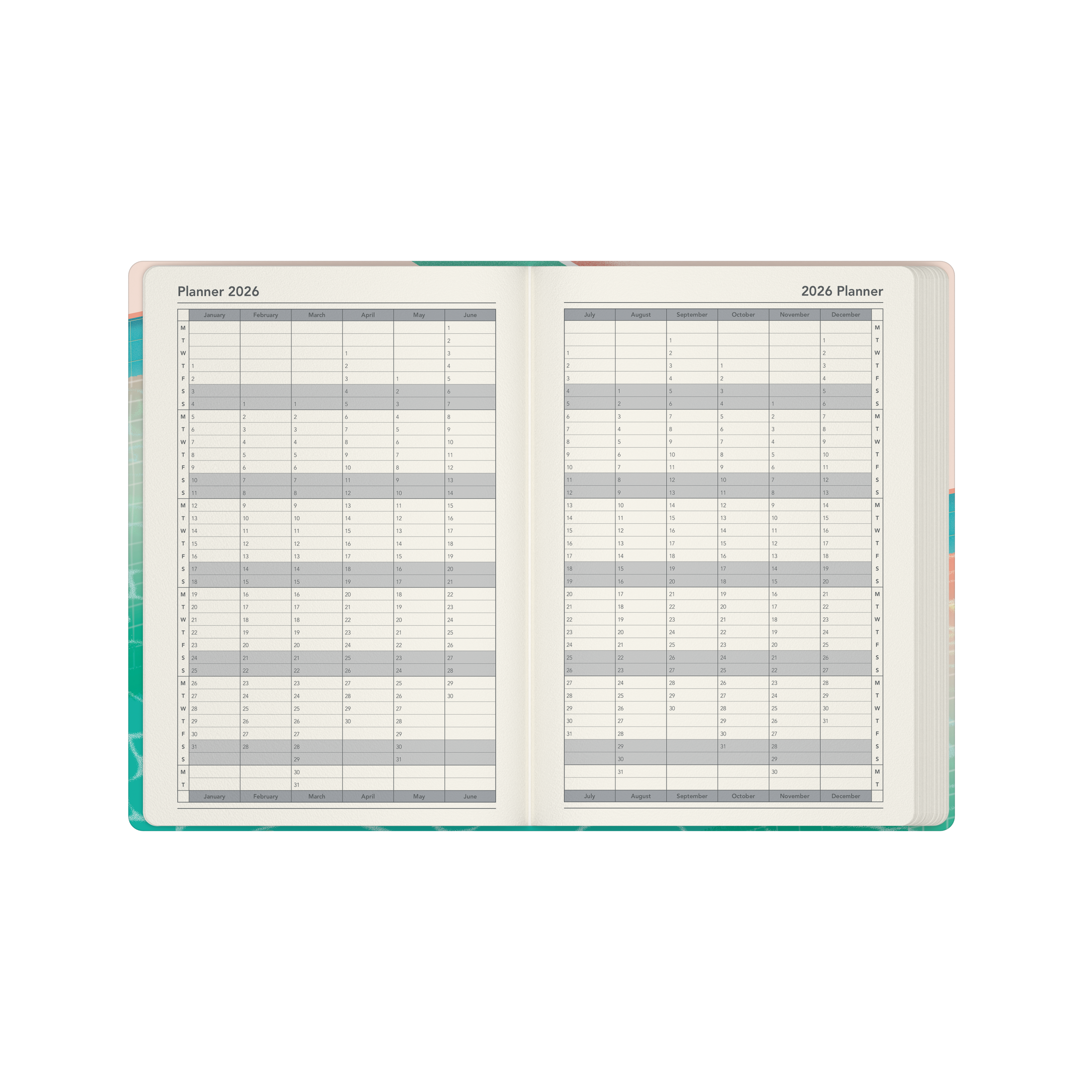 Submerge Calendar Year 2026 Diary/Planner, Week to View, A5 Recycled Hard Cover - Green
