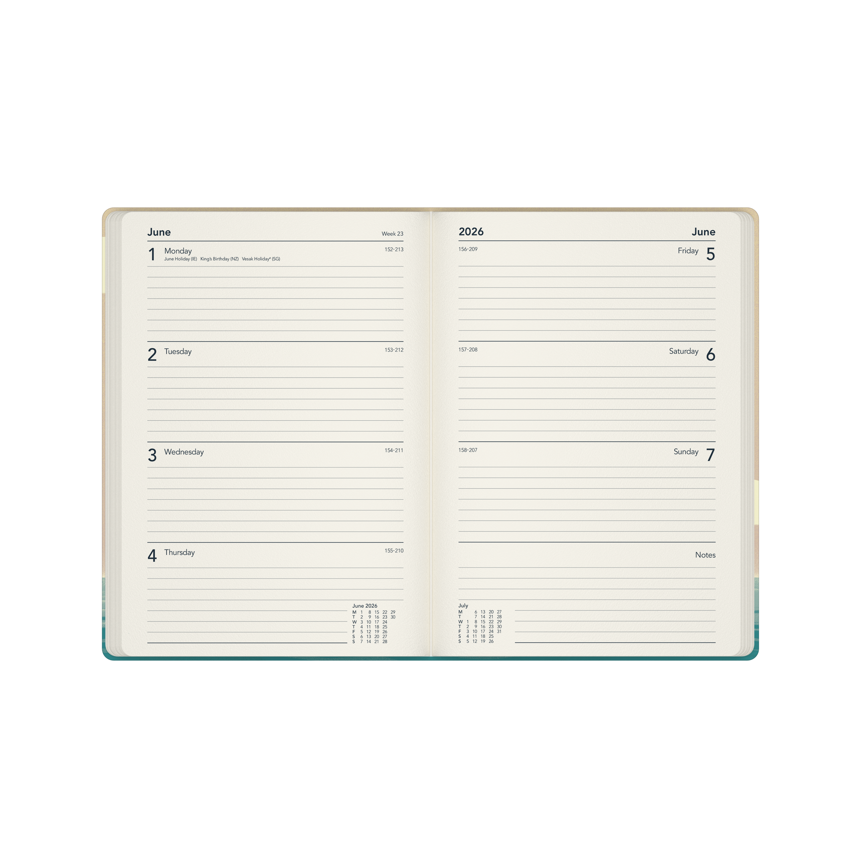 Submerge Calendar Year 2026 Diary/Planner, Week to View, A5 Recycled Hard Cover - Beige