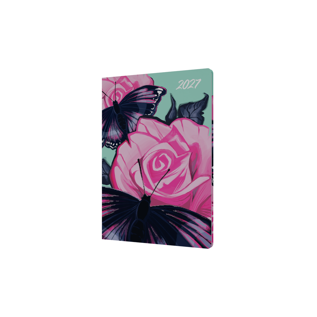 2027 Calendar Year Diary/Planner - 12 Month A5 Week to View - Hard Cover in The Roses (Butterfly) - Collins Billy Blue Range