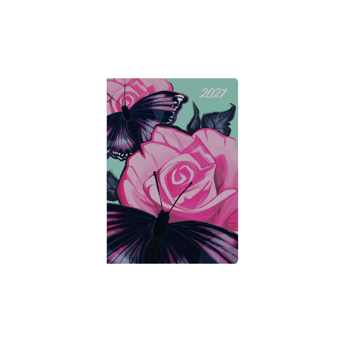 2027 Calendar Year Diary/Planner - 12 Month A5 Week to View - Hard Cover in The Roses (Butterfly) - Collins Billy Blue Range