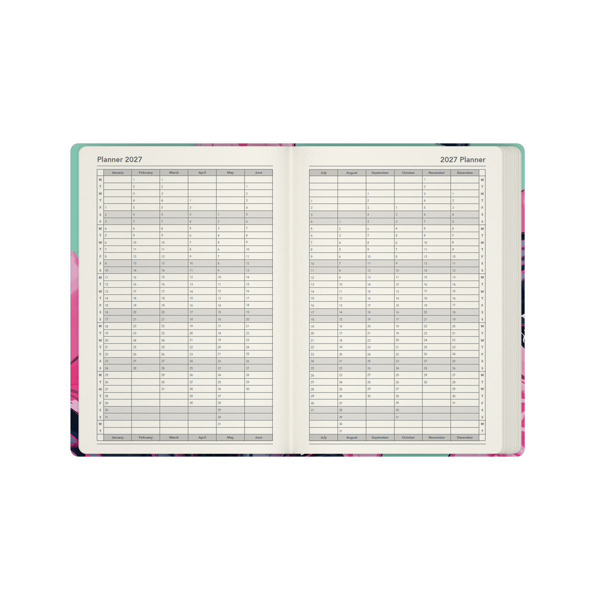 2027 Calendar Year Diary/Planner - 12 Month Pocket Week to View - Hard Cover in The Roses (Bee) - Collins Billy Blue Range