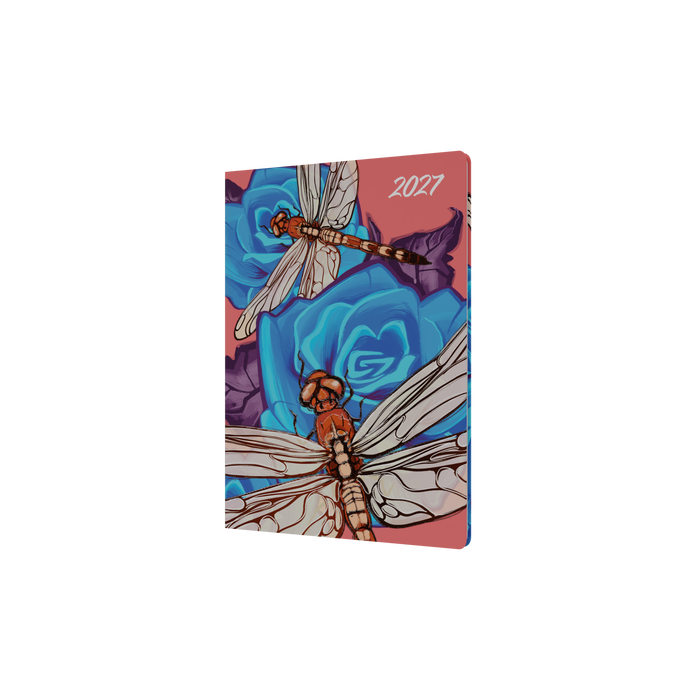 2027 Calendar Year Diary/Planner - 12 Month A5 Week to View - Hard Cover in The Roses (Dragonfly) - Collins Billy Blue Range