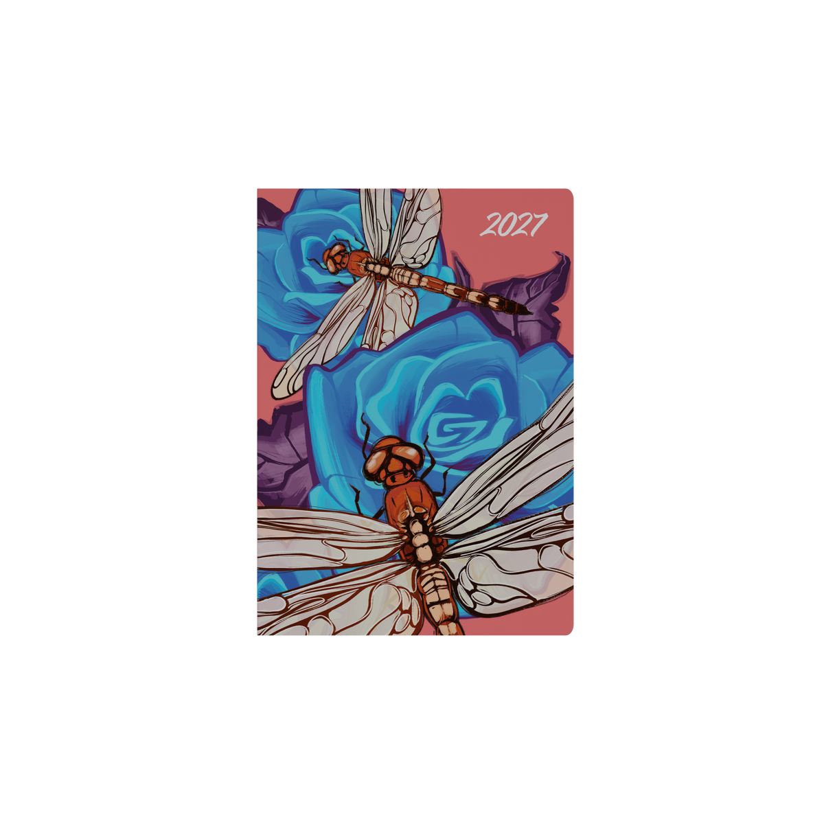 2027 Calendar Year Diary/Planner - 12 Month A5 Week to View - Hard Cover in The Roses (Dragonfly) - Collins Billy Blue Range