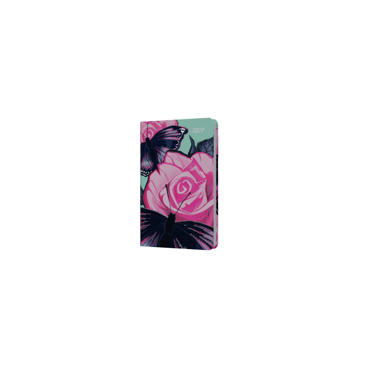 2027 Calendar Year Diary/Planner - 12 Month Pocket Week to View - Hard Cover in The Roses (Butterfly) - Collins Billy Blue Range