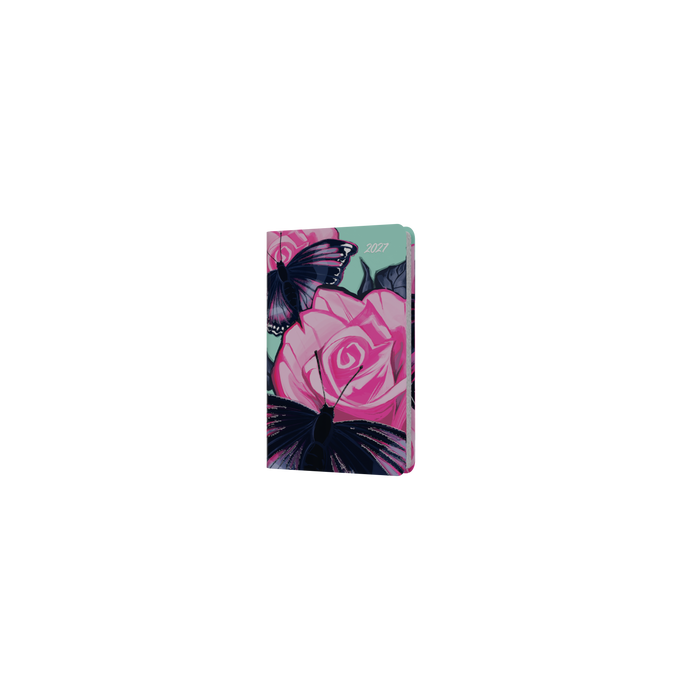 2027 Calendar Year Diary/Planner - 12 Month Pocket Week to View - Hard Cover in The Roses (Butterfly) - Collins Billy Blue Range
