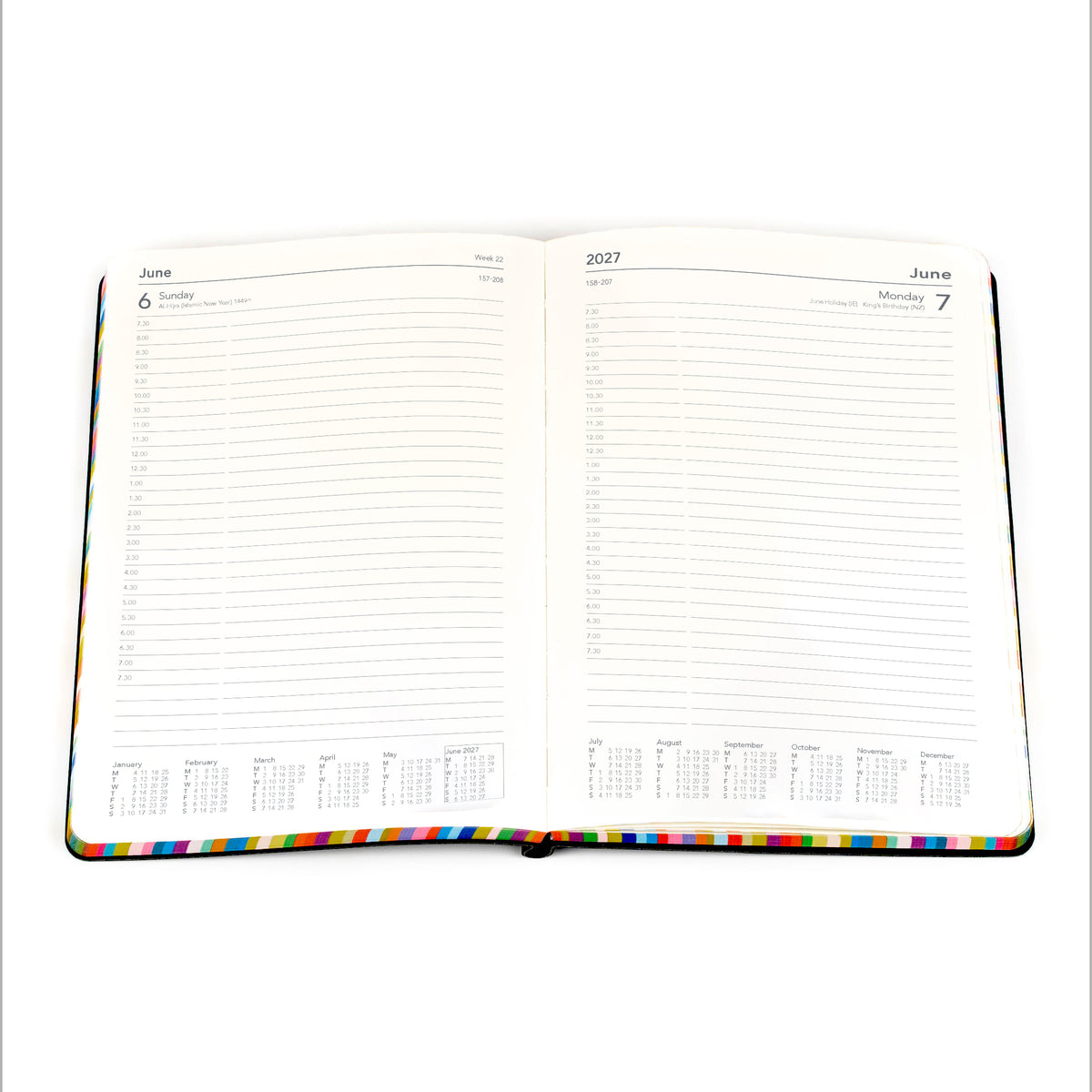 2027 Calendar Year Diary/Planner - 12 Month A5 Day to Page - Soft Cover - Collins Edge Rainbow Range