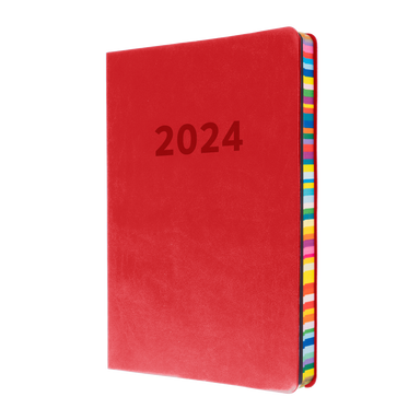 Edge Rainbow 2024 Diary - Week to a View, Size A5 Red / A5 (210 x 148mm)