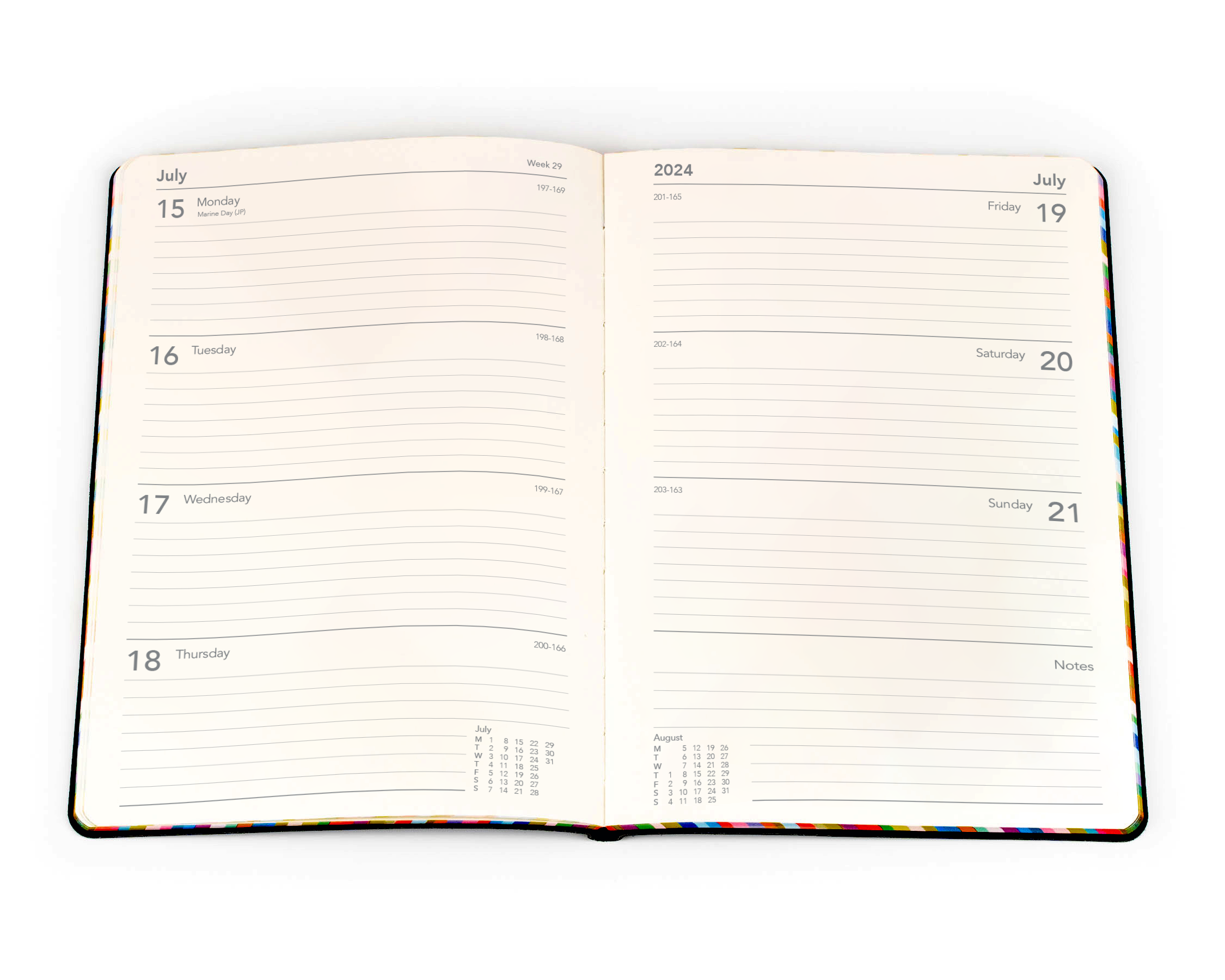 Edge Rainbow 2024 Diary - Week to a View, Size A5 Charcoal / A5 (210 x 148mm)