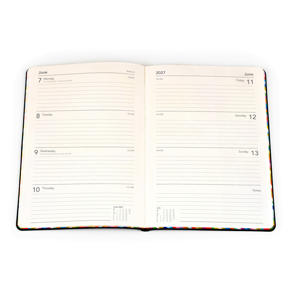 2027 Calendar Year Diary/Planner - 12 Month A5 Week to View - Soft Cover - Collins Edge Rainbow Range