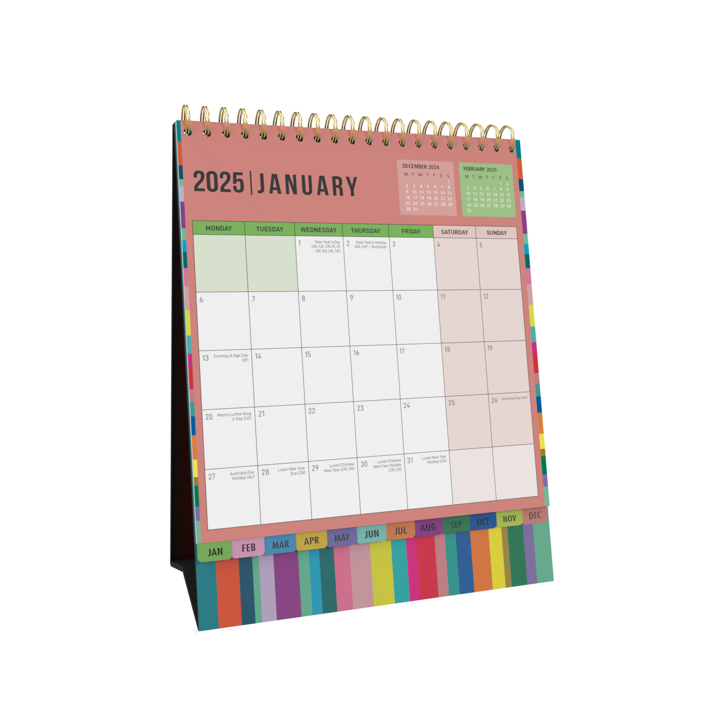 Edge Rainbow Desktop Calendar 2025 - Month to View