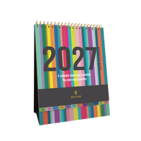 2027 Calendar Year Diary/Planner - 12 Month (h220 x w175mm) Month to View - Wiro Bound Desk Calendar in Edge Rainbow - Collins Desktop Calendars Range