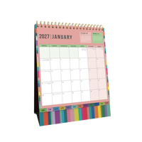 2027 Calendar Year Diary/Planner - 12 Month (h220 x w175mm) Month to View - Wiro Bound Desk Calendar in Edge Rainbow - Collins Desktop Calendars Range