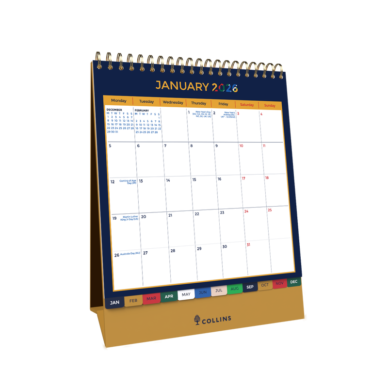 Edge Mira Desktop Calendar Year 2026 Diary/Planner, Month to View, Wiro Bound