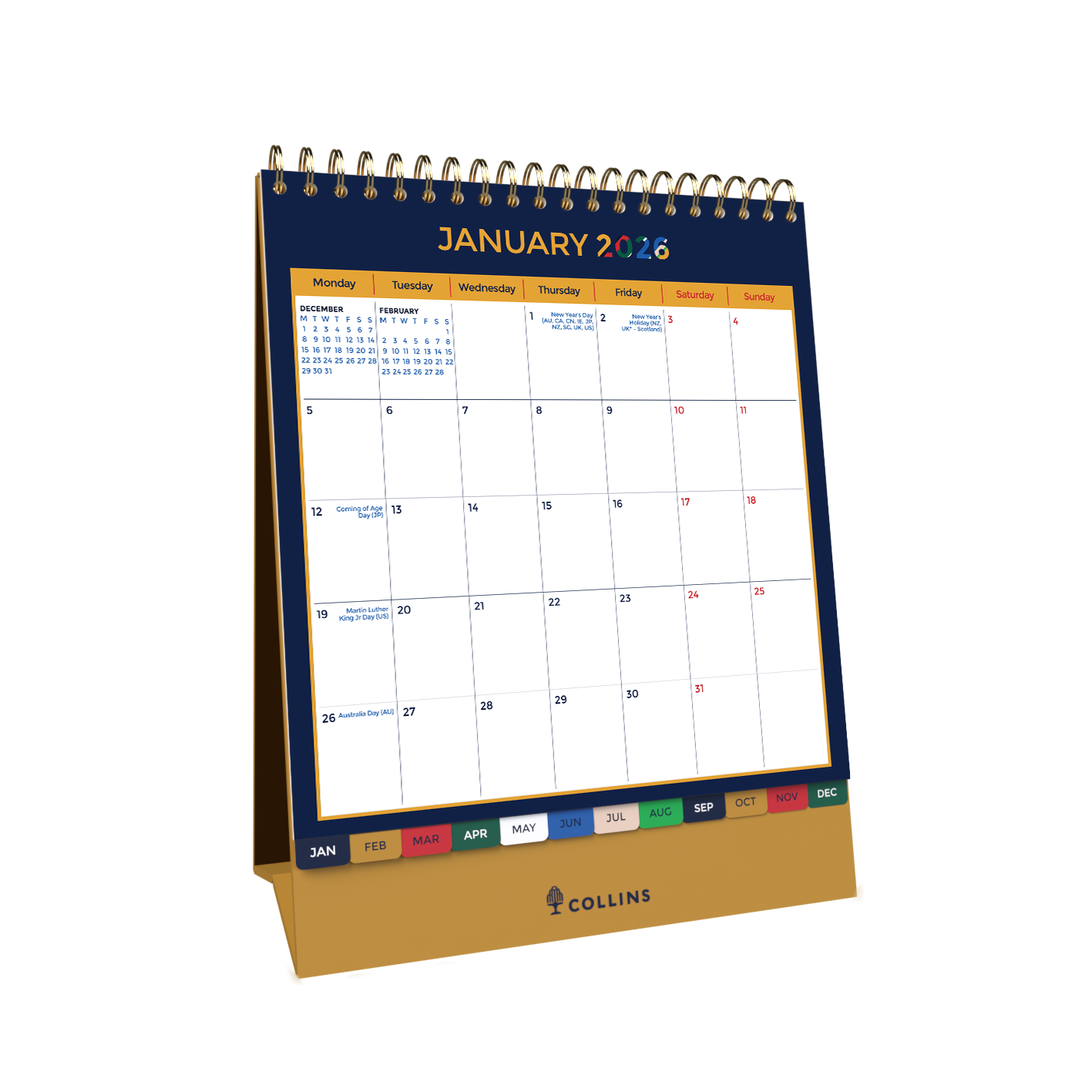 Edge Mira Desktop Calendar Year 2026 Diary/Planner, Month to View, Wiro Bound