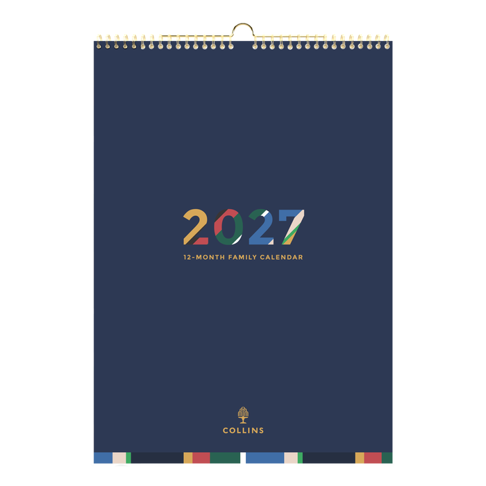 2027 Calendar Year Diary/Planner - 12 Month A3 Month to View - Wiro Hanger Wall Calendar in Edge Mira- Collins Desktop Calendars Range
