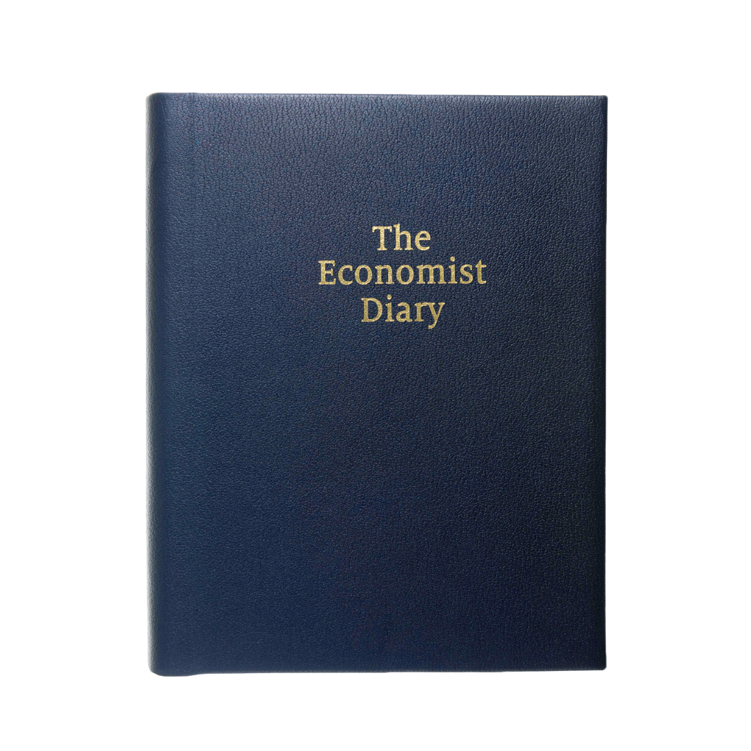 2027 Calendar Year Diary/Planner - 12 Month Quarto Day to Page - Leather Hard Cover in Navy - Collins The Economist Range