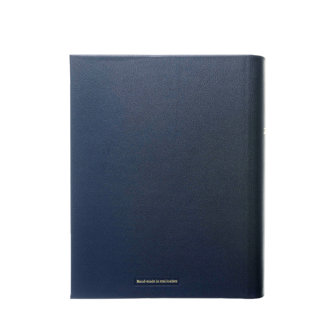 2027 Calendar Year Diary/Planner - 12 Month Quarto Day to Page - Leather Hard Cover in Navy - Collins The Economist Range