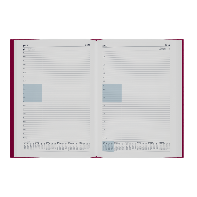 2027 Calendar Year Diary/Planner - 12 Month A4 Day to Page w Appointments - Hard Cover - Collins Essential Range