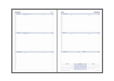 Day Planner Refill 2024 - Weekly Dated (one year), Size A4 A4 (297 x 210mm)