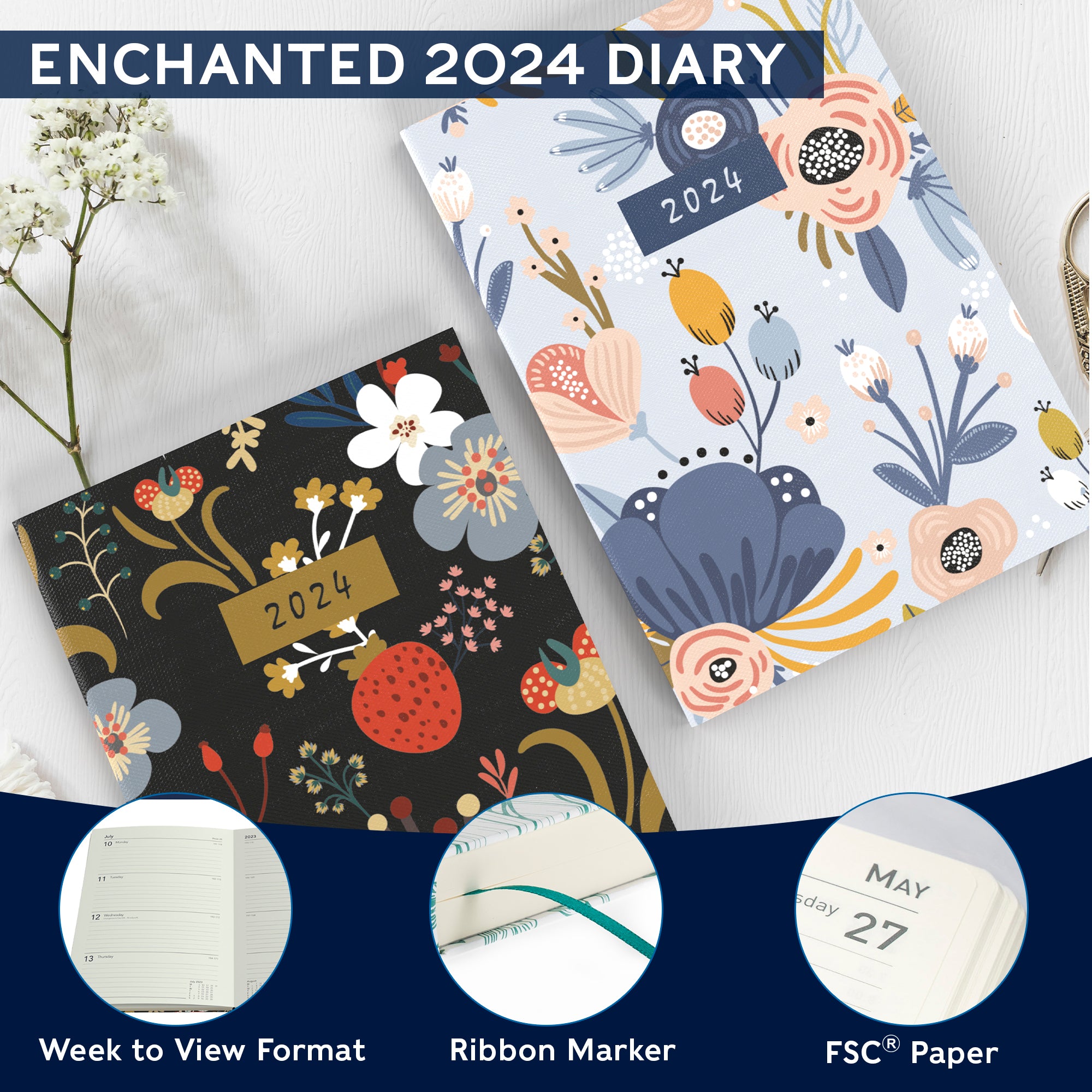 Enchanted 2024 Diary - Week to View, Size A5
