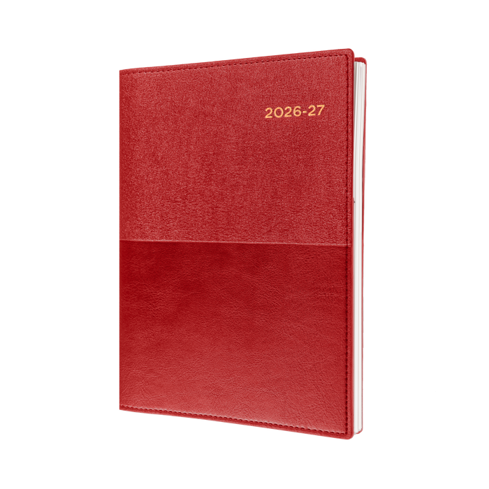 2026-2027 Financial Year Diary/Planner - 12 Month A4 Day to Page Diary - Soft Cover in Red - Collins Vanessa Range