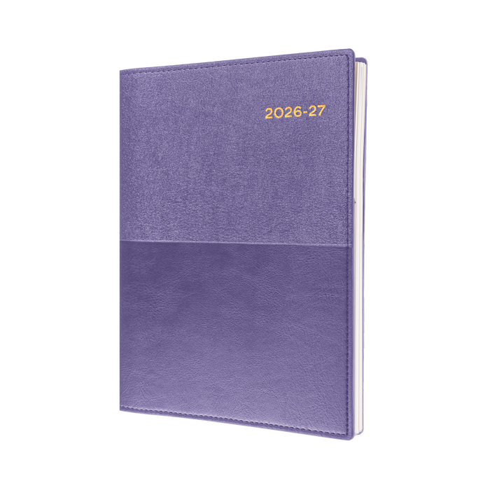 2026-2027 Financial Year Diary/Planner - 12 Month A4 Day to Page Diary - Soft Cover in Purple - Collins Vanessa Range