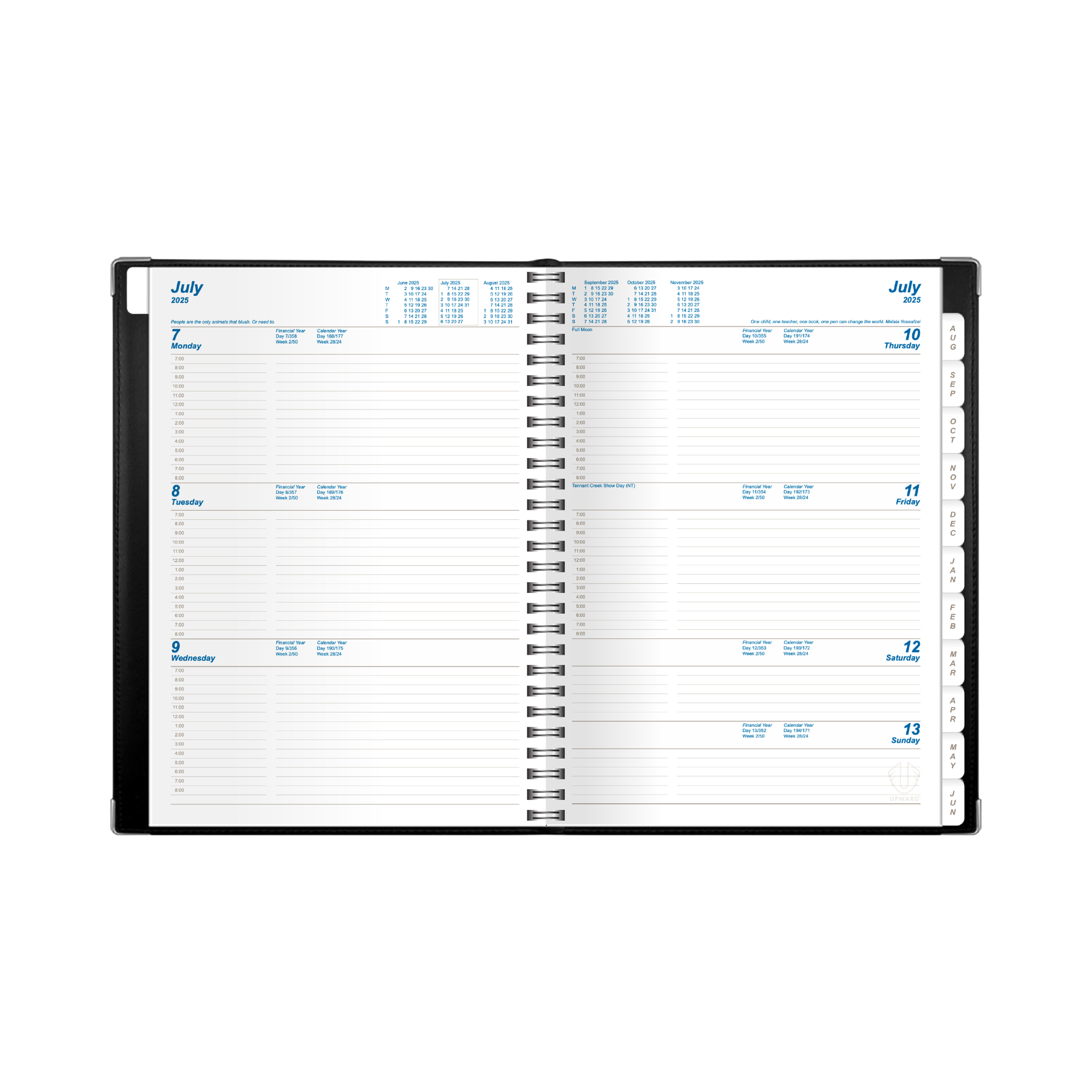 Upward - Deluxe 2025-2026 Financial Year Diary/Planner, Week to View, A4 Bonded Leather