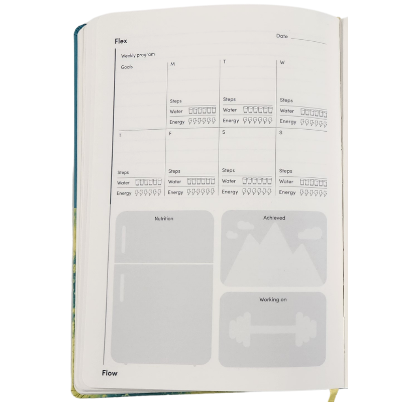 Fitness Journal - A5, Hard Cover in Teal - Jumble & Co. Journal Range - Flex and Flow Fitness Journal