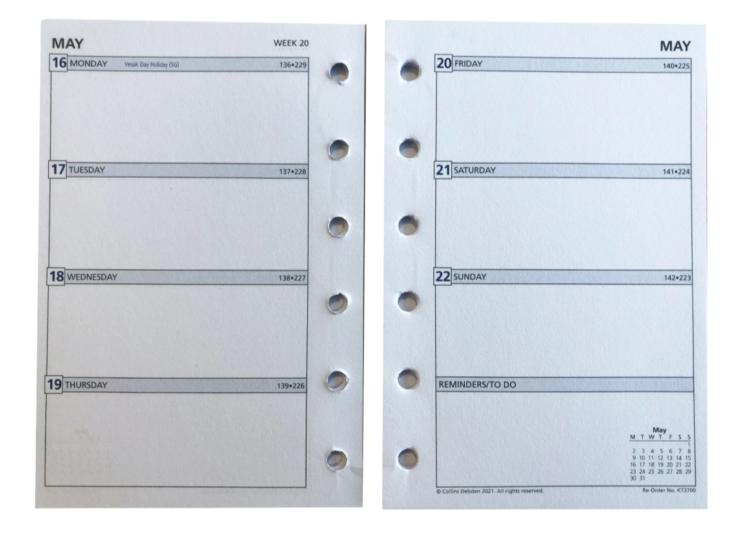 Day Planner Refill 2024 - Weekly Dated (one year), Size Pocket