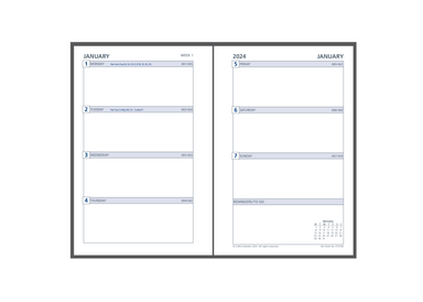 Day Planner Refill 2024 - Weekly Dated (one year), Size Pocket Pocket (120 x 80mm)