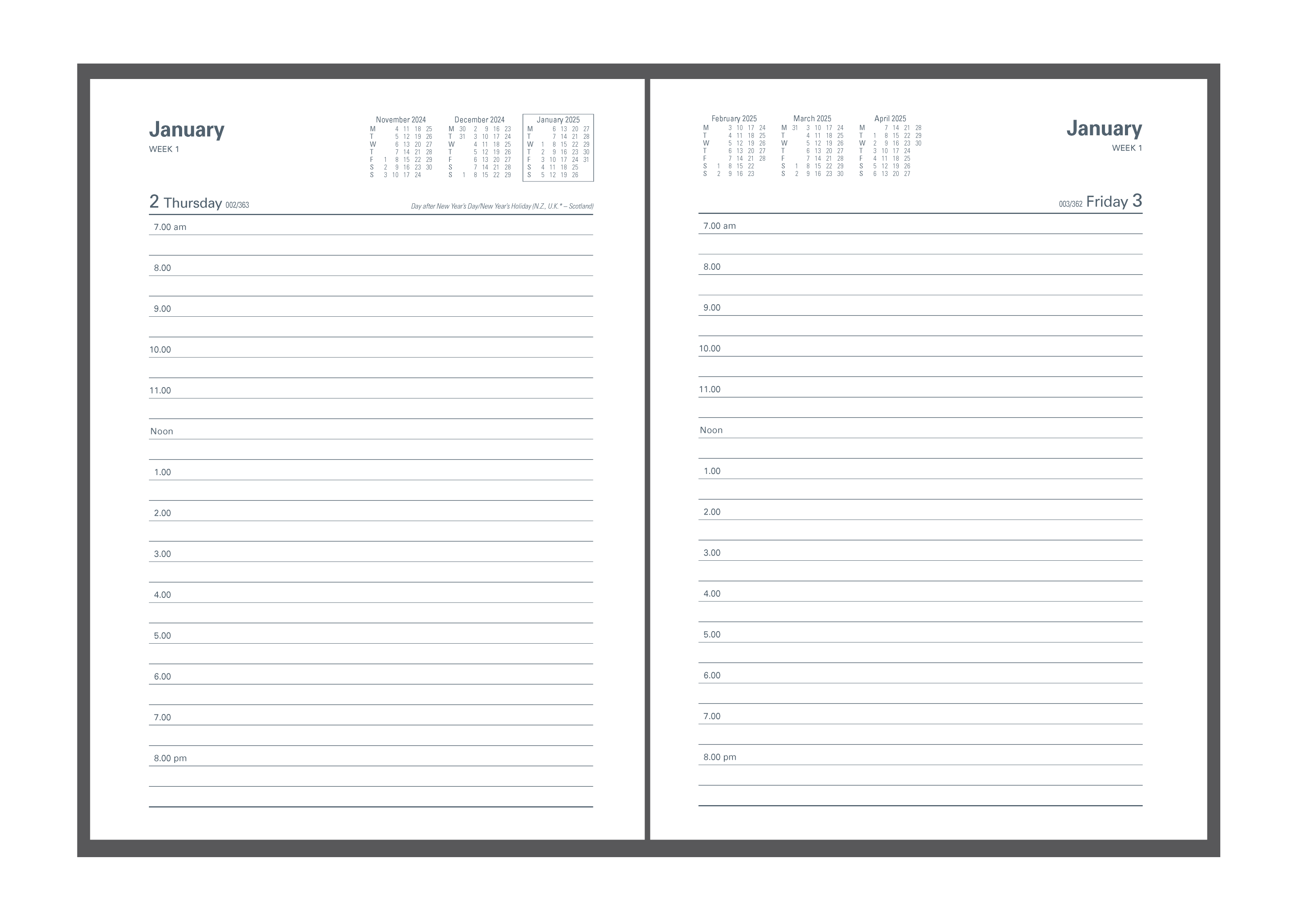 Kingsgrove -A5 - Day-to-Page - 2025 Calendar Year Diary/Planner