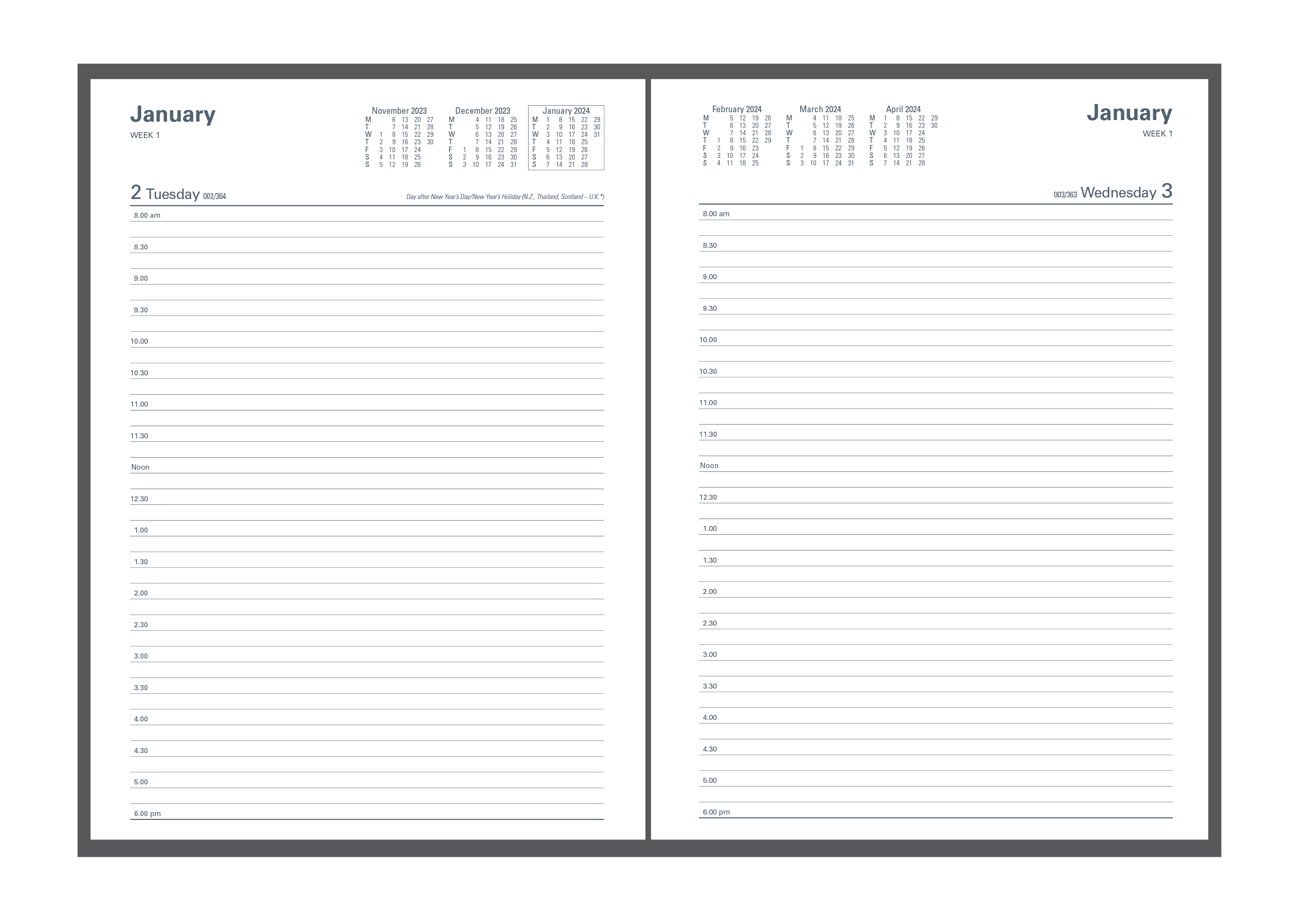 Collins Kingsgrove 2024 Diary - Day to a Page View