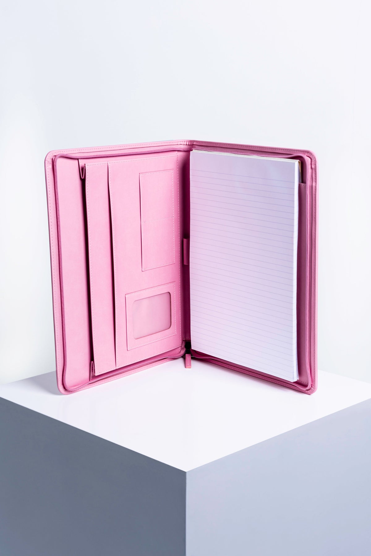 Intentus Organiser A4 PU Leather-Like Folder with Ruled Refill Pad - Rose-Tined Pink
