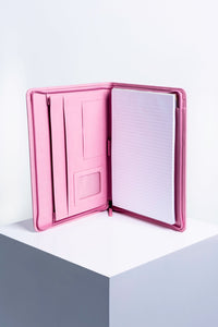 Intentus Organiser A4 PU Leather-Like Folder with Ruled Refill Pad - Rose-Tined Pink