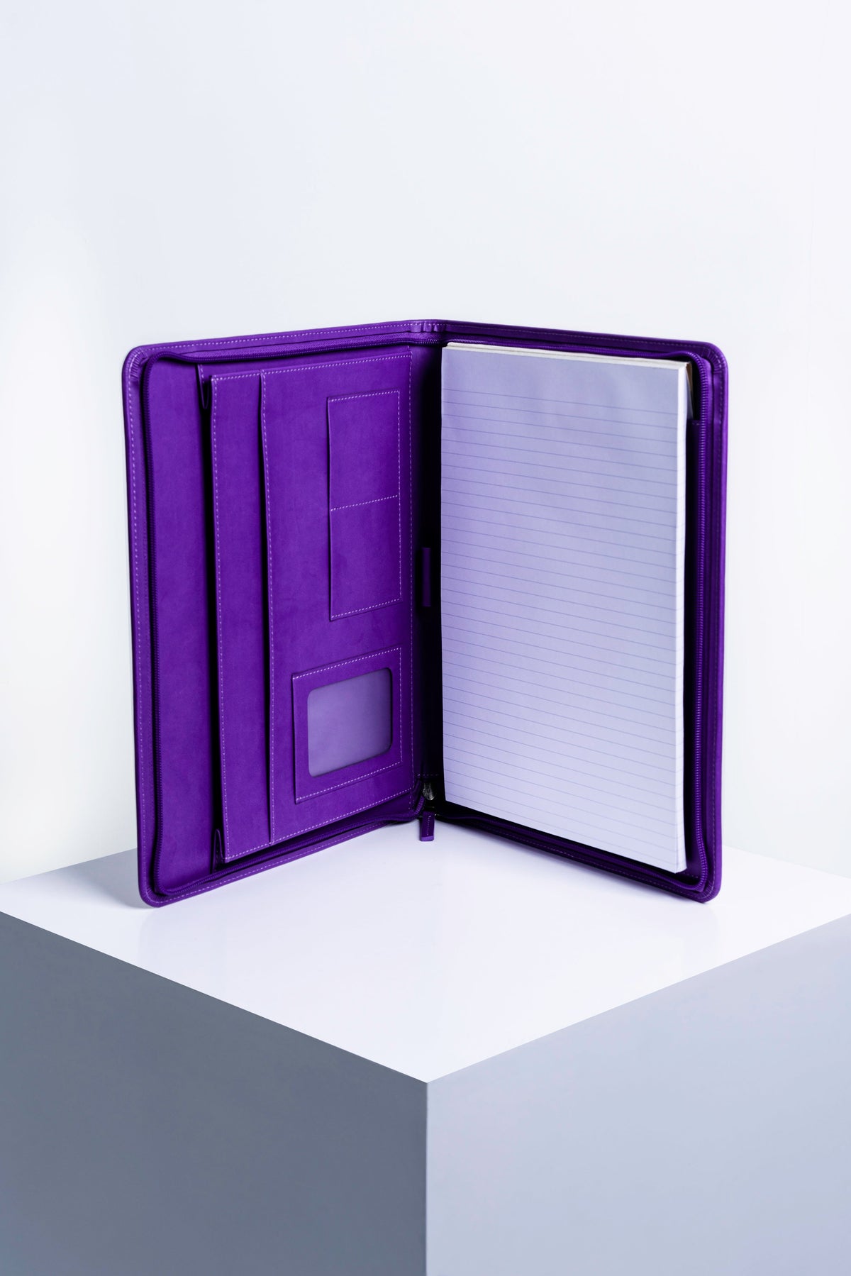 Intentus Organiser A4 PU Leather-Like Folder with Ruled Refill Pad - Royal Mess Purple