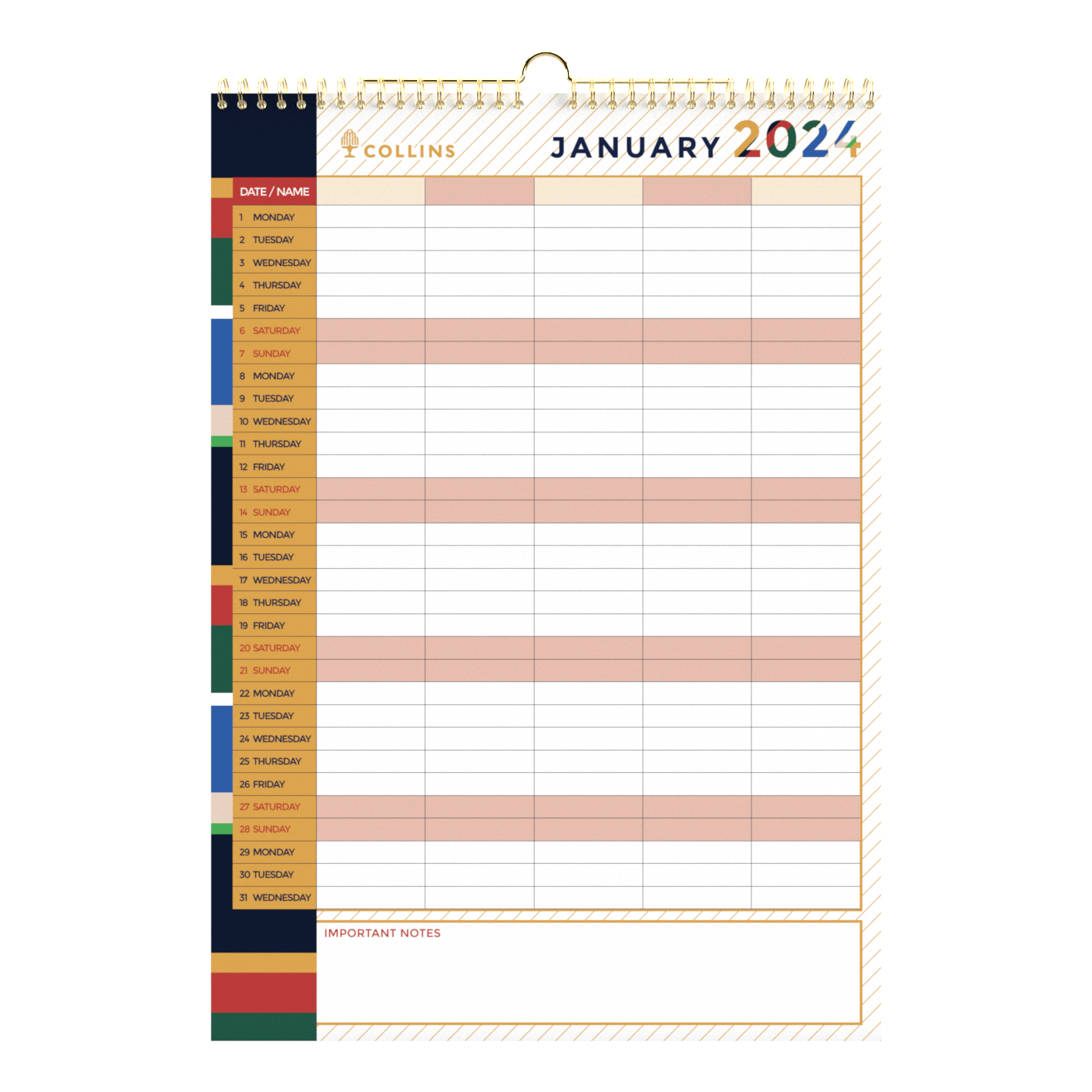 Edge Mira Wall Calendar 2024 - Month to View, Size A3