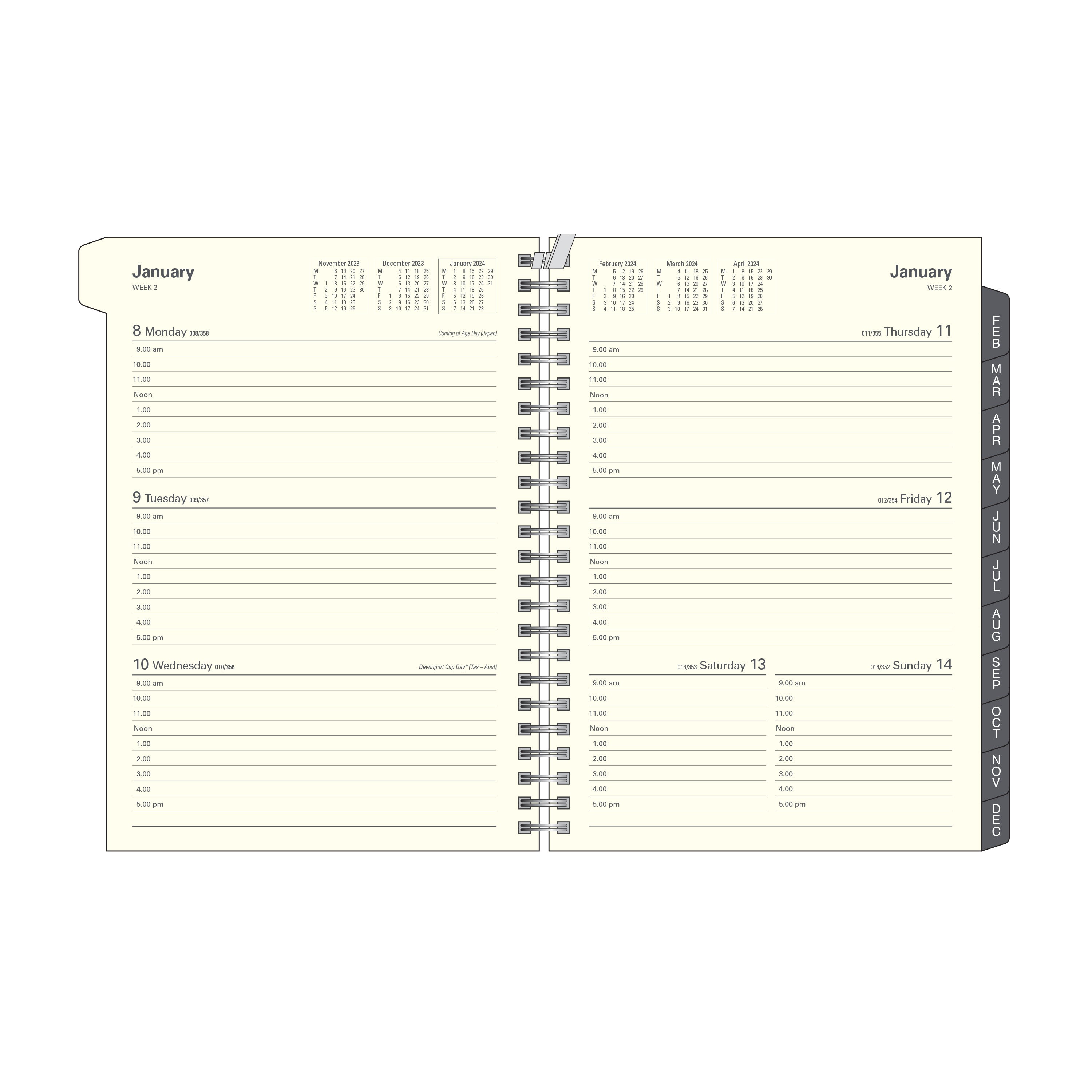 Plan + Note Pro 2024 Diary - Week to View with Notepad, Size A5 Charcoal / A5 (210 x 148mm)