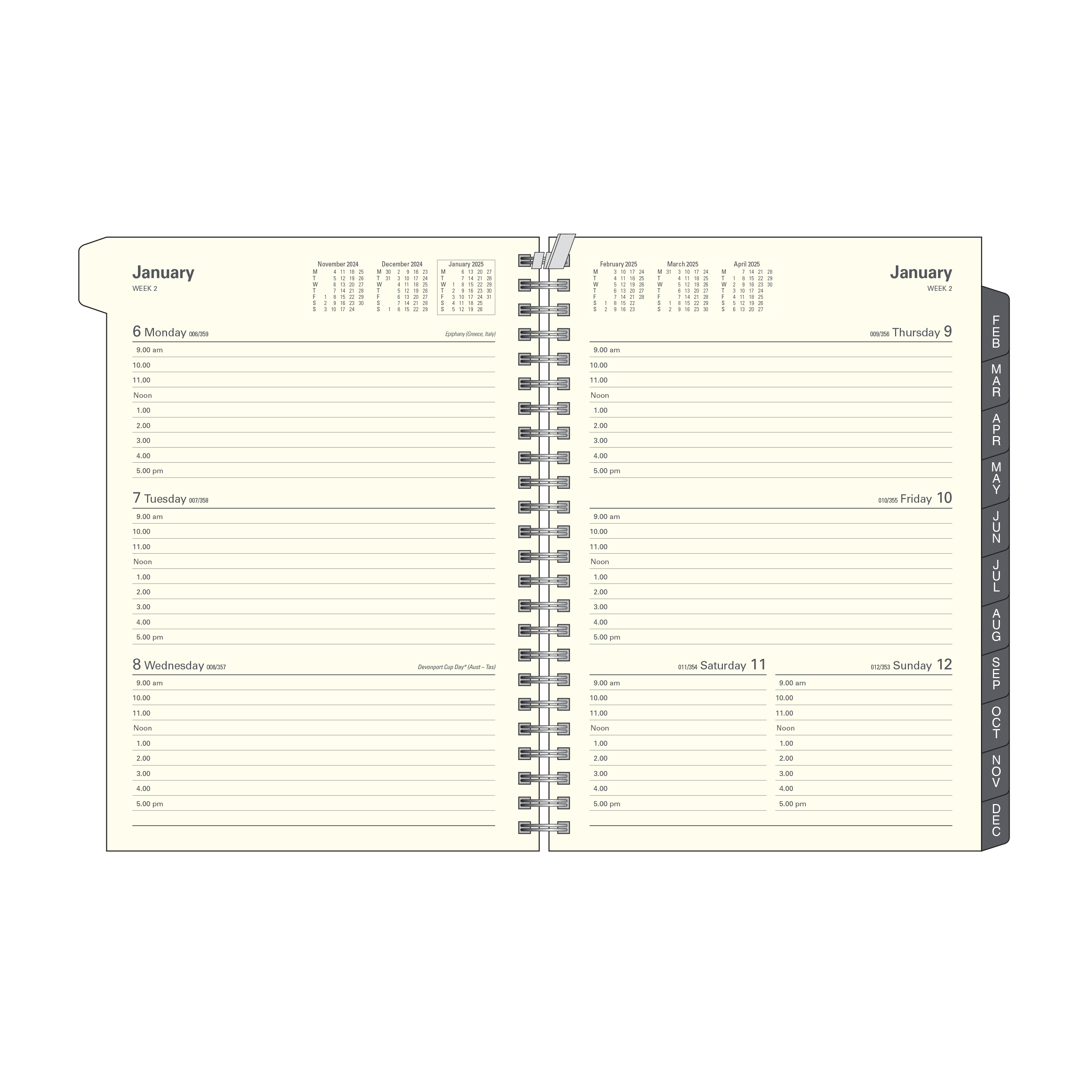 Plan + Note Pro A5 WeektoView Calendar Year 2025 Diary/Planner